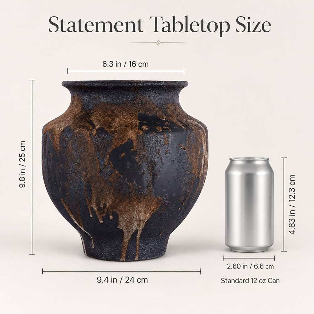 Wabi Sabi Vase, 9.8" Rustic Brown Ceramic Vase for Home Decor, Table, Shelf | Amazon (CA)