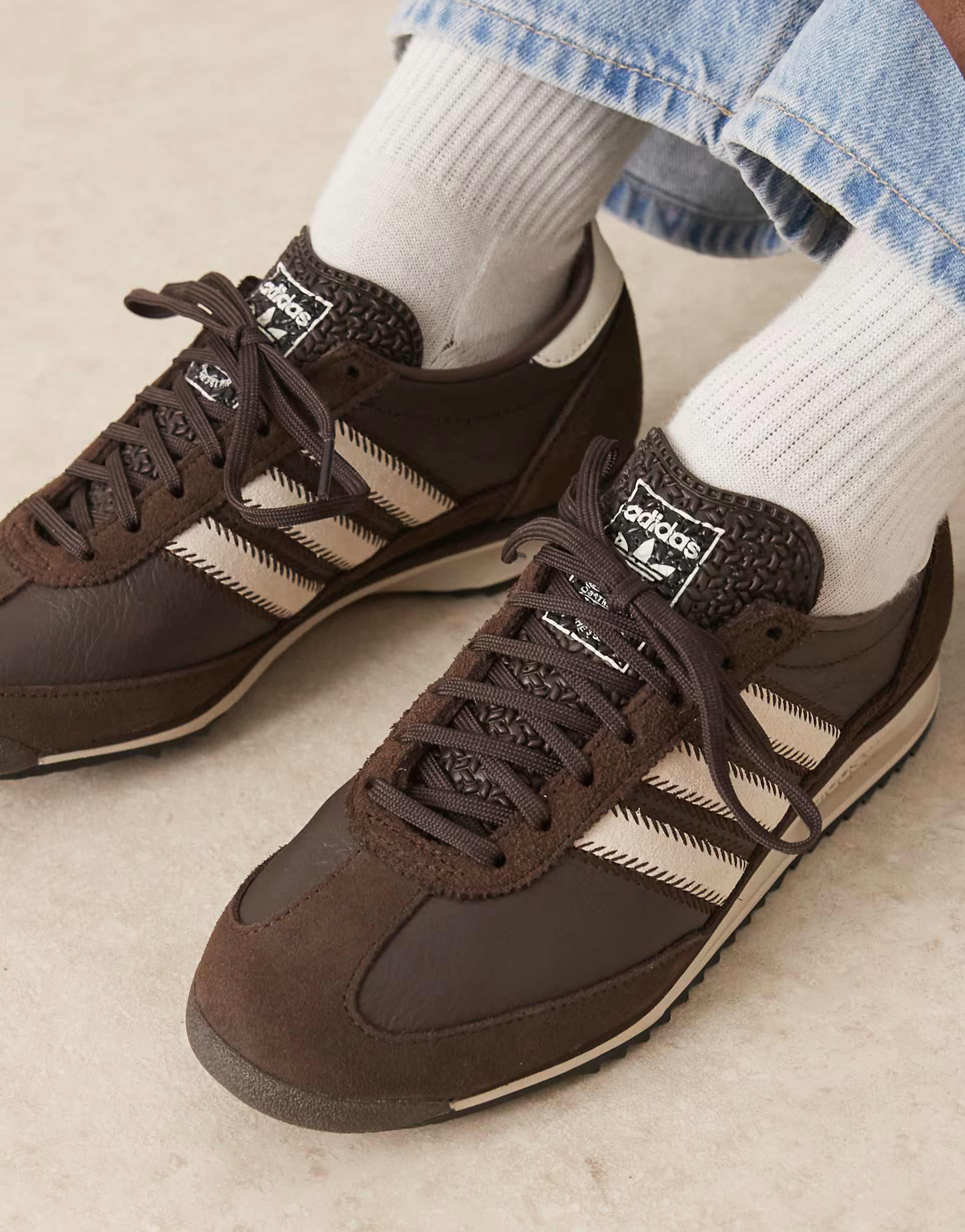 adidas Originals SL 72 OG trainers in brown and cream with stitch detail | ASOS | ASOS (Global)