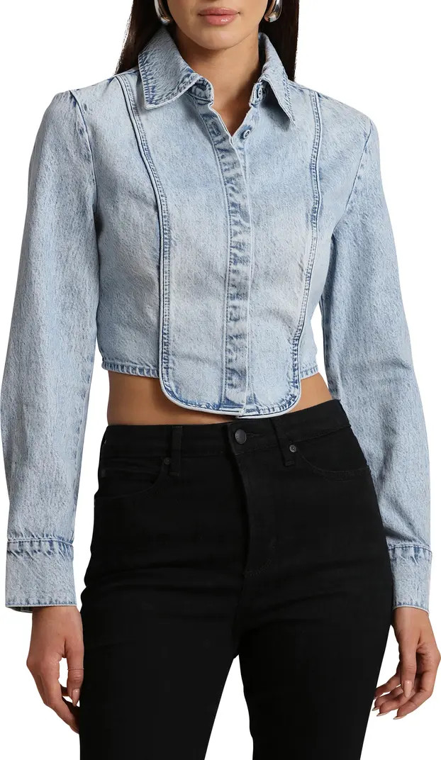 Avec Les Filles Denim Crop Tuxedo Shirt | Nordstromrack | Nordstrom Rack