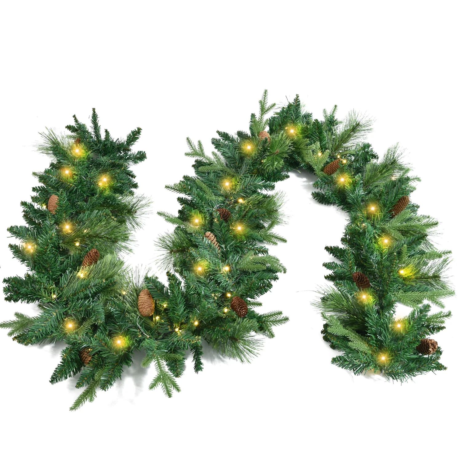 Longrv 9 FT Prelit Christmas Garland Indoor Decorations with 50 LED Warm Lights, Battery Operated... | Walmart (US)