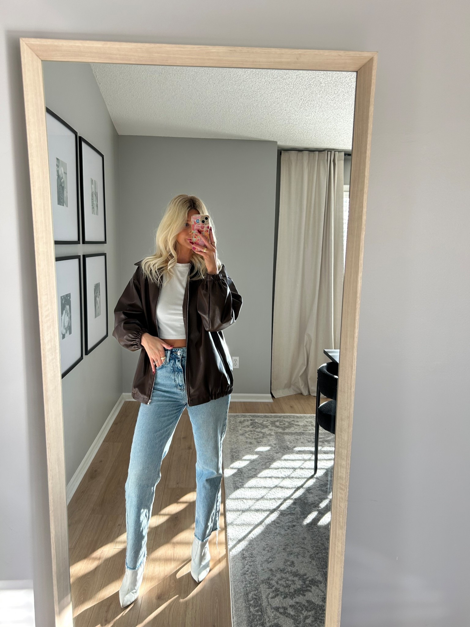 this brown leather jacket is a must have! Love styling it dressed up or down. Wearing size small. Linking similar jeans and boots.

#LTKStyleTip #LTKSeasonal #LTKFindsUnder50