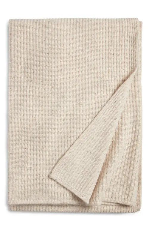 Nordstrom Rib Wool & Cashmere Throw Blanket in Beige Oatmeal at Nordstrom | Nordstrom