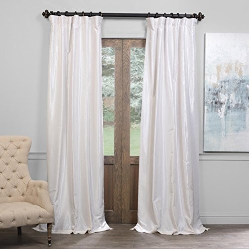 Half Price Drapes PDCH-KBS2BO-84 Blackout Vintage Textured Faux Dupioni Curtain, Off White, 50 X 84 | Amazon (US)