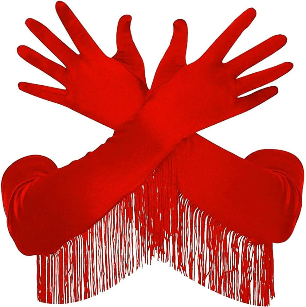 Fringe Gloves Fashion Long Satin Tassel Gloves Stretchy Opera Gloves Rave Party Costumes Gloves f... | Amazon (US)