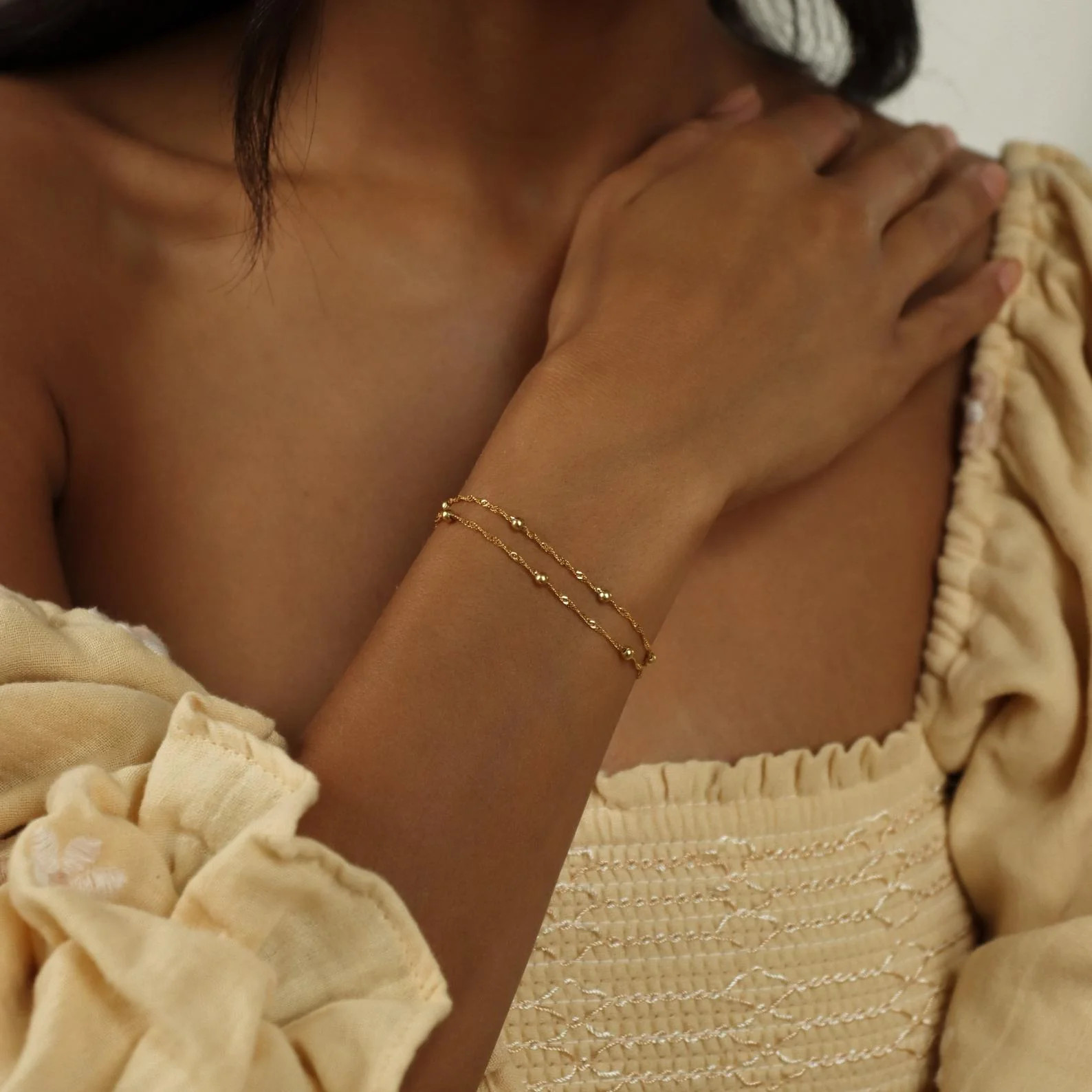 Duo Bead Chain Bracelet | Caitlyn Minimalist