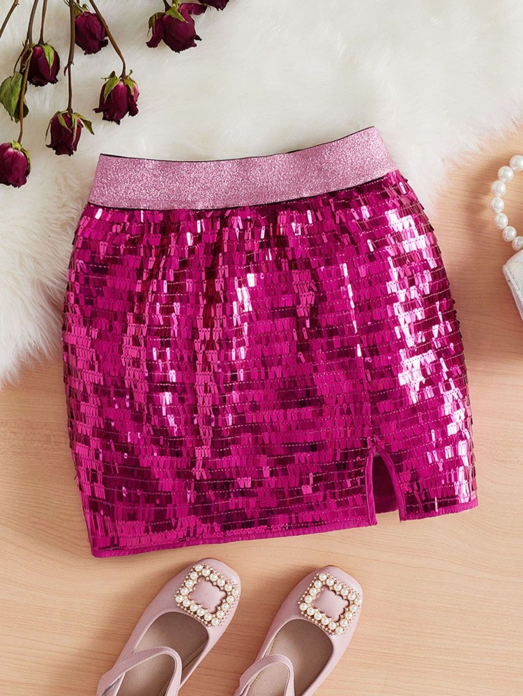 SHEIN Girls Split Hem Sequin Skirt
       
              
              $9.00        
    $8.55
 ... | SHEIN