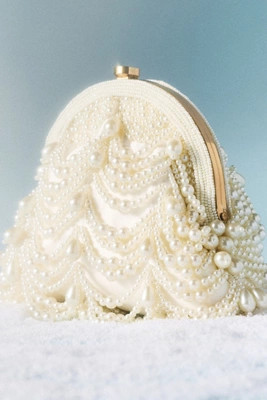 Jewel by Badgley Mischka Draped Pearl Pouch Clutch | Anthropologie (US)