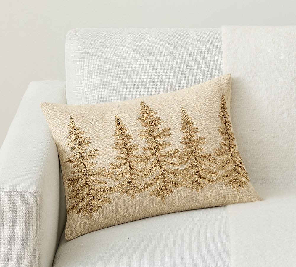 Treeline Embellished Lumbar Pillow | Pottery Barn (US)