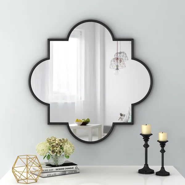 Window Pane Metal Framed Wall Mounted Accent Mirror in Black | Wayfair Professional