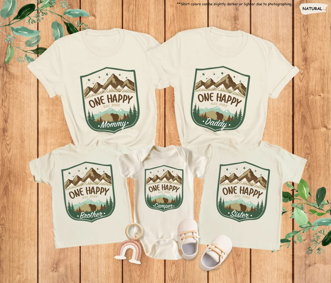 One Happy Camper Birthday Shirt, Custom Family Camping Shirt, Daddy Camper, Mommy Camper Shirt, C... | Etsy (US)