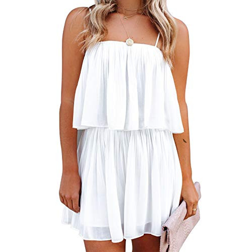 EXLURA Womens 2024 Summer Romper Dress Spaghetti Strap Pleated Fashion Short Jumpsuit Outfits | Amazon (US)