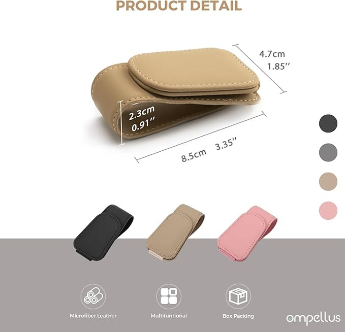 2 Pack Magnetic Leather Sunglass Holder, Eyeglass Hanger Clip for Car Sun Visor, Suitable for Dif... | Amazon (US)