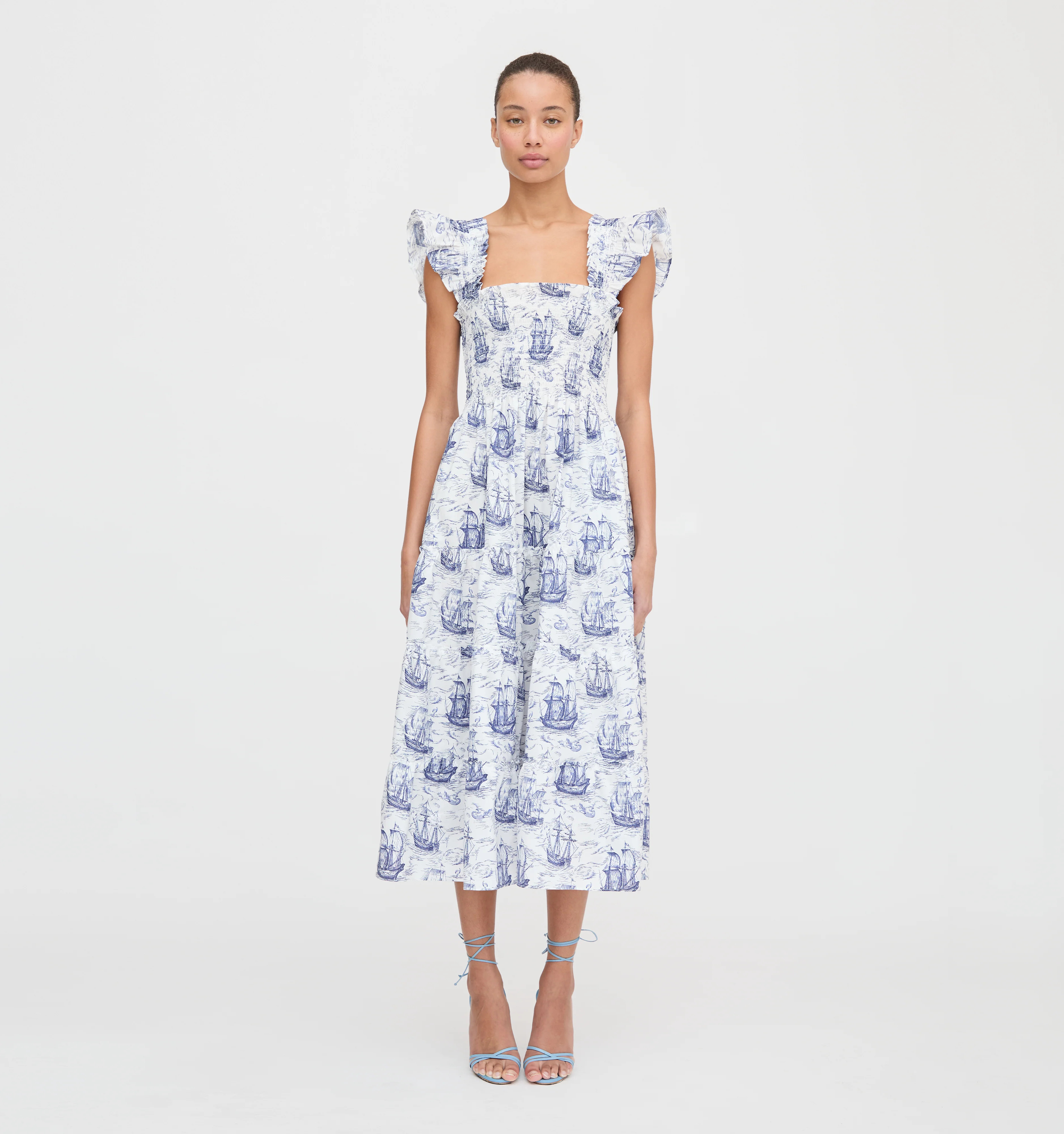The Ellie Nap Dress - Navy Mariner's Toile | Hill House Home US