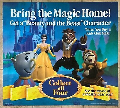 BURGER KING Beauty and the Beast KIDS CLUB TRANSLITE Poster 25” x 27” 1991 VGC* | eBay US