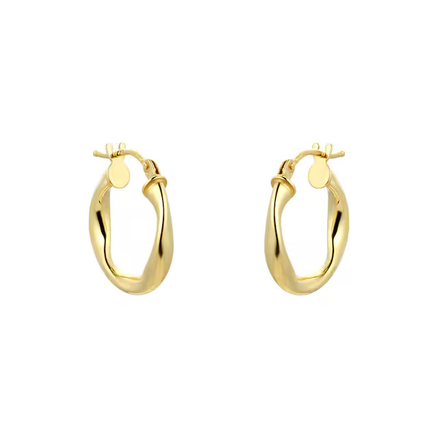 Goldsmiths
    
    9ct Yellow Gold 10mm Wave Hoop Earrings | Goldsmiths