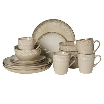 Gibson Elite Jasper 16 Piece Plates and Bowls Reactive Glaze Dishes Stoneware Ceramic Dinnerware Set - Service for 4 | Target