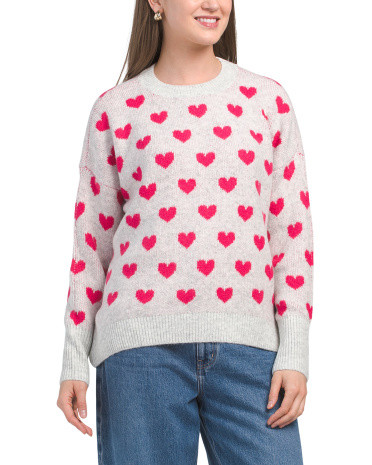 All Over Medium Heart Sweater | Polyester/Spandex/Acrylic | Marshalls