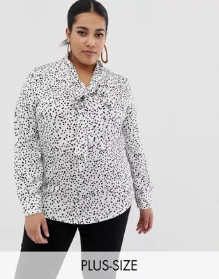 Glamorous Curve blouse with pussybow in scattered polka dot | ASOS US