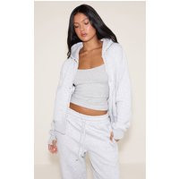 Ash Grey Oversized Hooded Zip Up Sweat Hoodie | PrettyLittleThing US