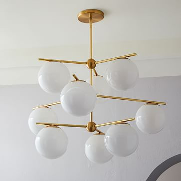 Sphere & Stem 9-Light Chandelier - Milk | West Elm (US)