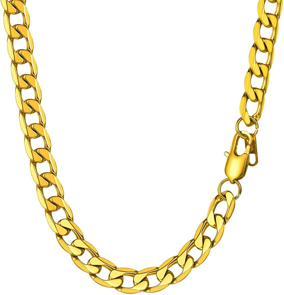 PROSTEEL Stainless Steel Cuban Chain Necklaces/Bracelets for Men Women, Black/18K Gold Plated, Ni... | Amazon (US)