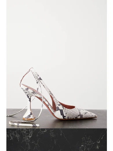 Amina Muaddi - Karma Snake-effect Leather Pumps - Snake print | NET-A-PORTER (US)