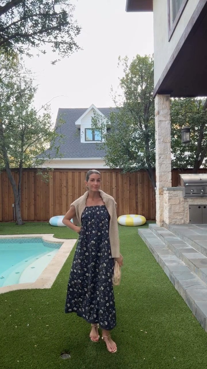 Nothing like a fresh spray tan & 80 degree weather to cure the winter uglies, am I right 😆☀️ comment shop for links!

A few highlights! This is one of my go-to dresses - it’s perfect for every stage of life, comes in so many prints, has pockets, and makes you feel put together with very minimal effort. The sandals are under $100 and a new favorite (I have 3 colors!) and this sweater is perfect for draping over your shoulders