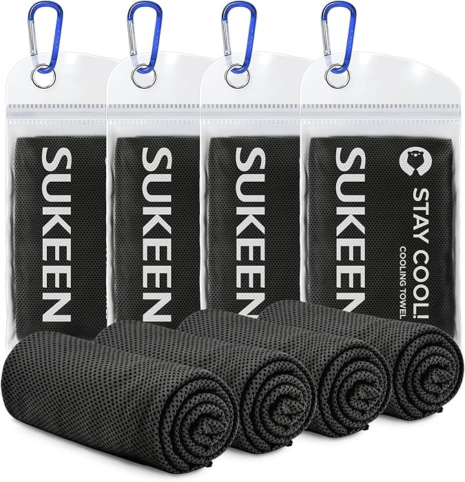 Sukeen [4 Pack Cooling Towel (40"x12"), Soft Breathable Chilly Microfiber Towel for Yoga,Sport,Ru... | Amazon (US)