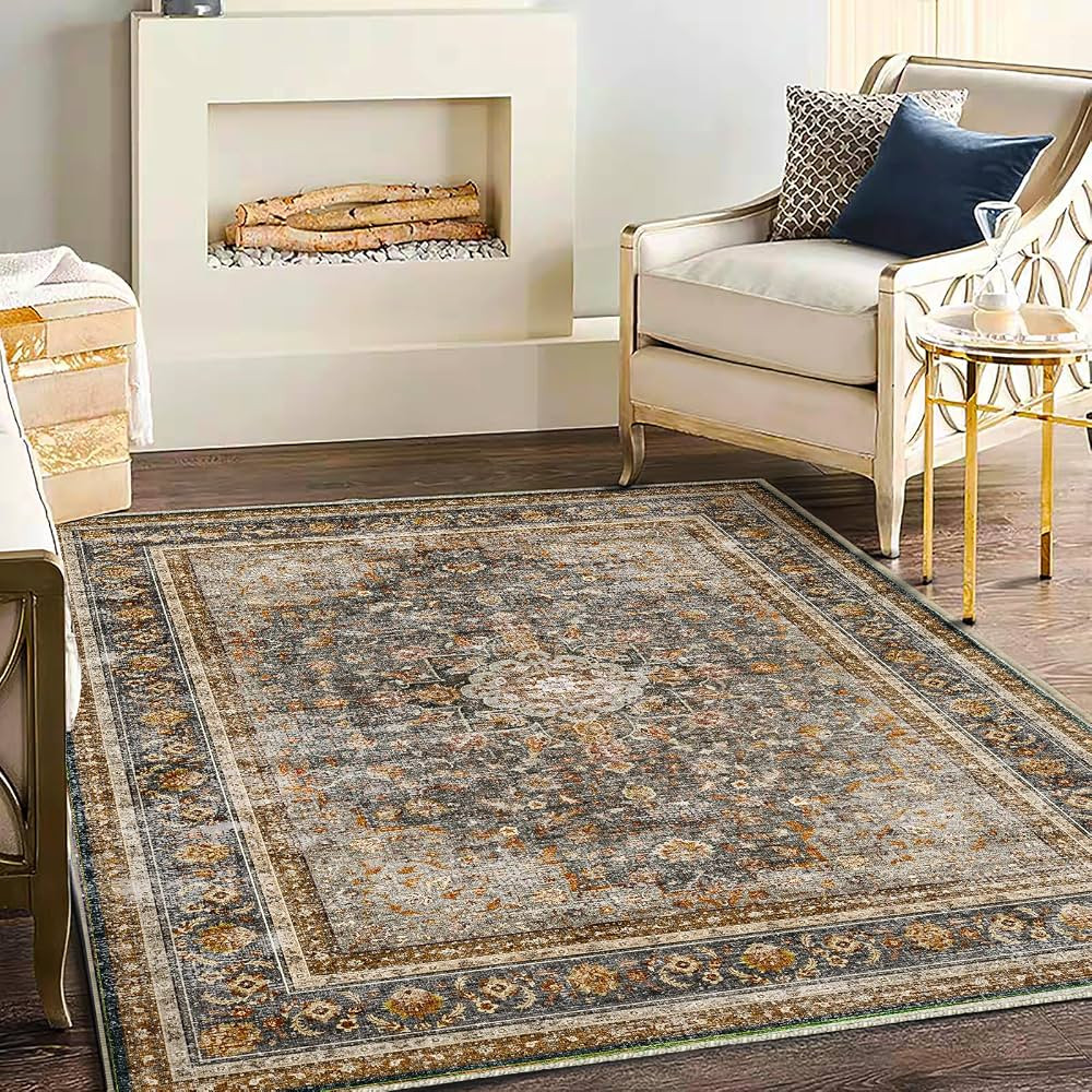 Area Rug 5'x7' Washable Rug Traditional Floor Cover Thin Retro Kitchen Indoor Distressed Non Slip... | Amazon (US)