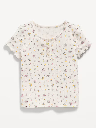 Short-Sleeve Lettuce-Edge Henley T-Shirt for Toddler Girls | Old Navy (US)
