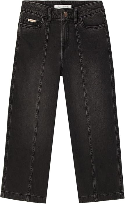 Calvin Klein Girls' 5-Pocket Seamed Wide Leg Denim Jean, Zipper Fly & Button Closure | Amazon (US)