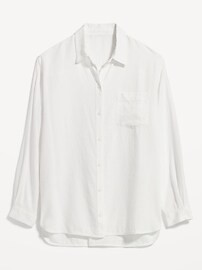 Linen-Blend Boyfriend Shirt for Women | Old Navy (US)