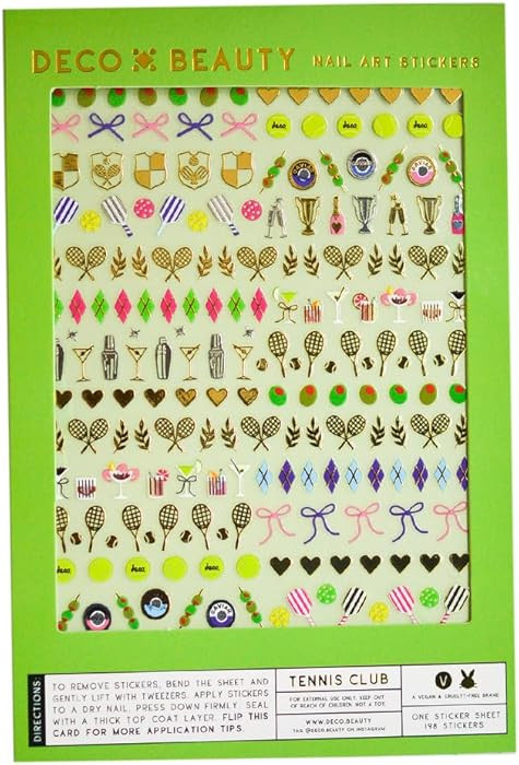 Deco Beauty Tennis Club Nail Stickers - Trendy, Long-Lasting Nail Art Decals – Easy DIY Applica... | Amazon (US)