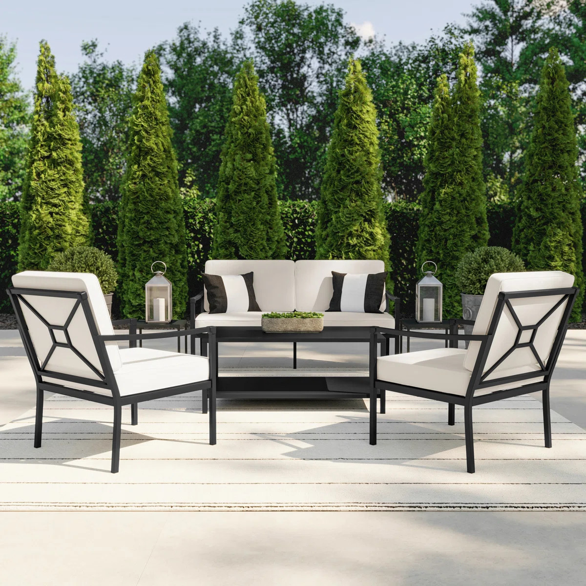 Martha Stewart Lily Pond All-Weather Steel Frame Patio Chairs With Cushions (Set of 2) | Wayfair North America