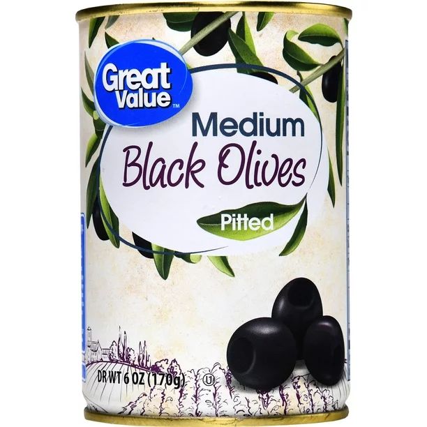 Great Value Medium Pitted Black Olives, 6 oz - Walmart.com | Walmart (US)