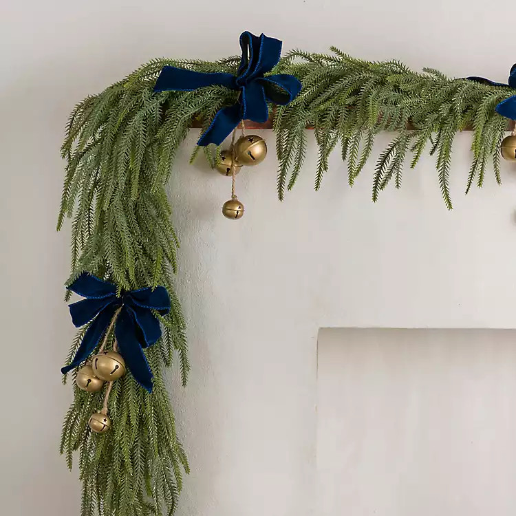 Norfolk Pine Navy Bow Garland | Kirklands