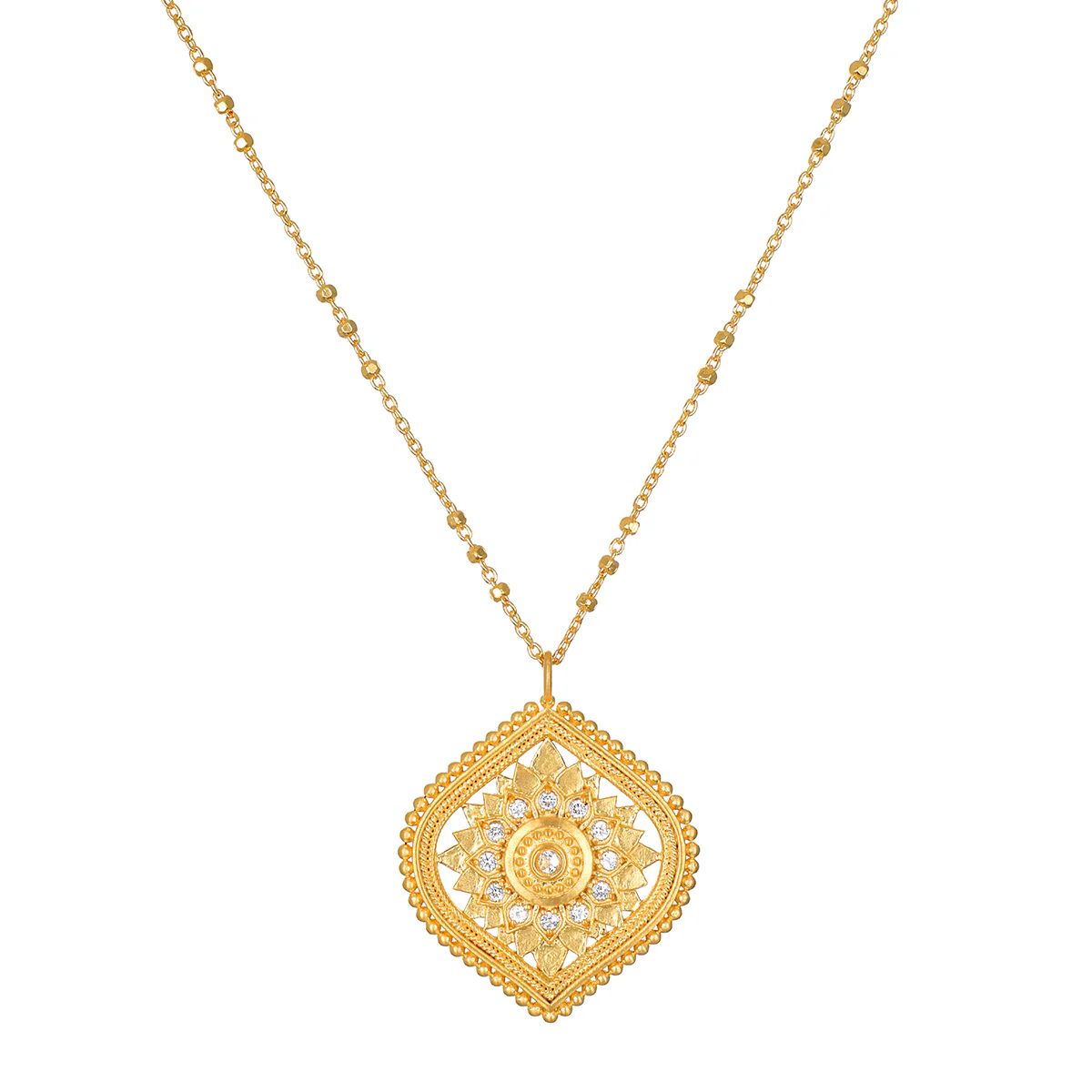 Awaken Awareness Lotus White Topaz Necklace | Satya Jewelry