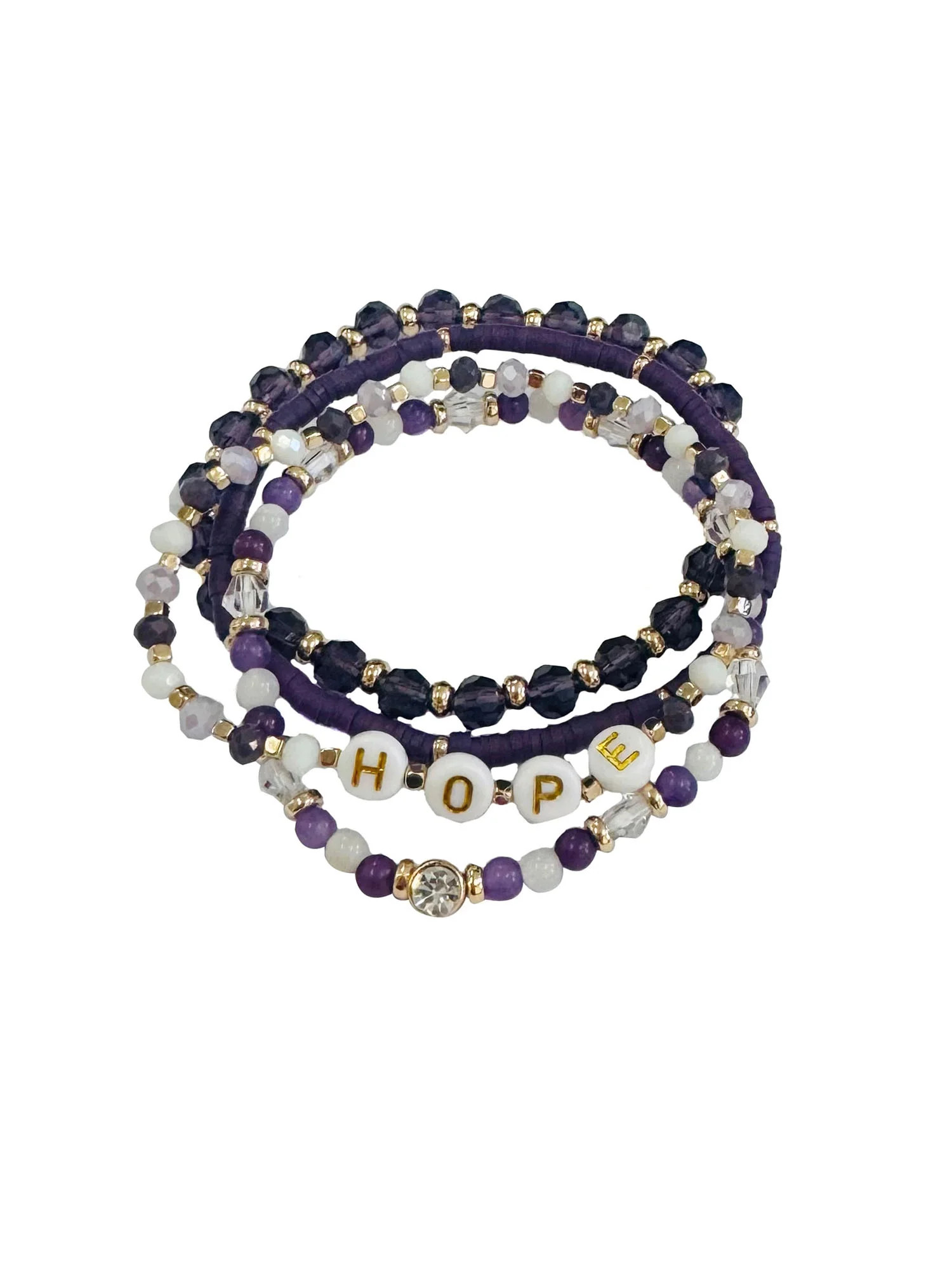 Time and Tru Personalization Stretch Bracelets "Hope" in Purple, 4 Pack | Walmart (US)