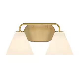 Savoy House Blair 15.5 in. W x 8 in. H 2-Light Warm Brass Transitional Bathroom Vanity Light with... | The Home Depot