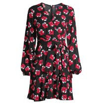 Scoop Wrap Dress with Ruffle Trim Women's | Walmart (US)