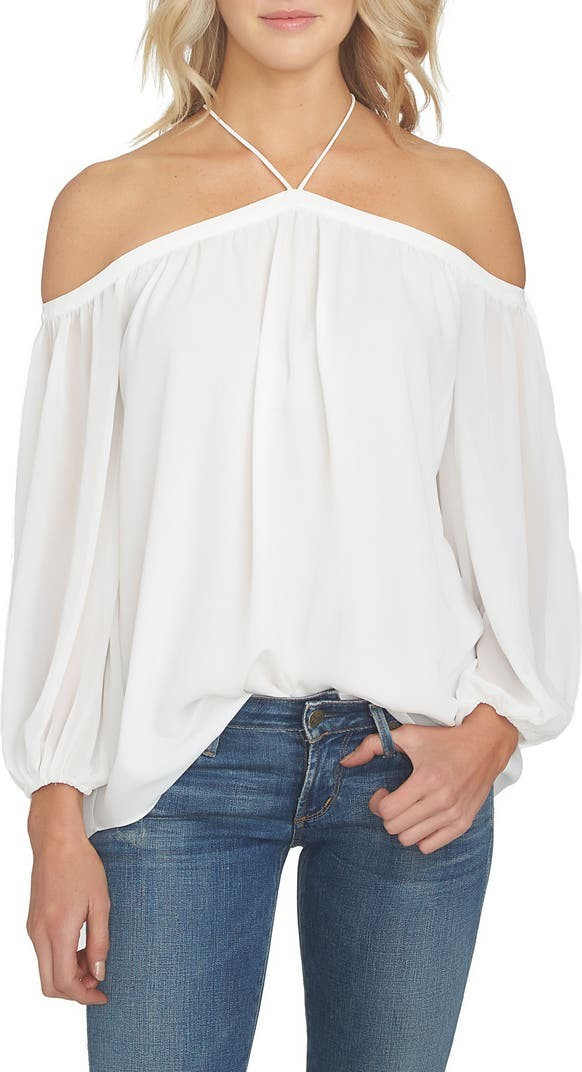 Off the Shoulder Sheer Chiffon Blouse | Nordstrom