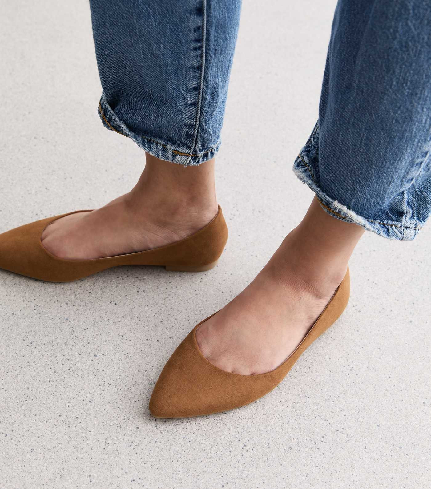 Tan Suedette Pointed Ballerina Pumps
						
						Add to Saved Items
						Remove from Saved Item... | New Look (UK)