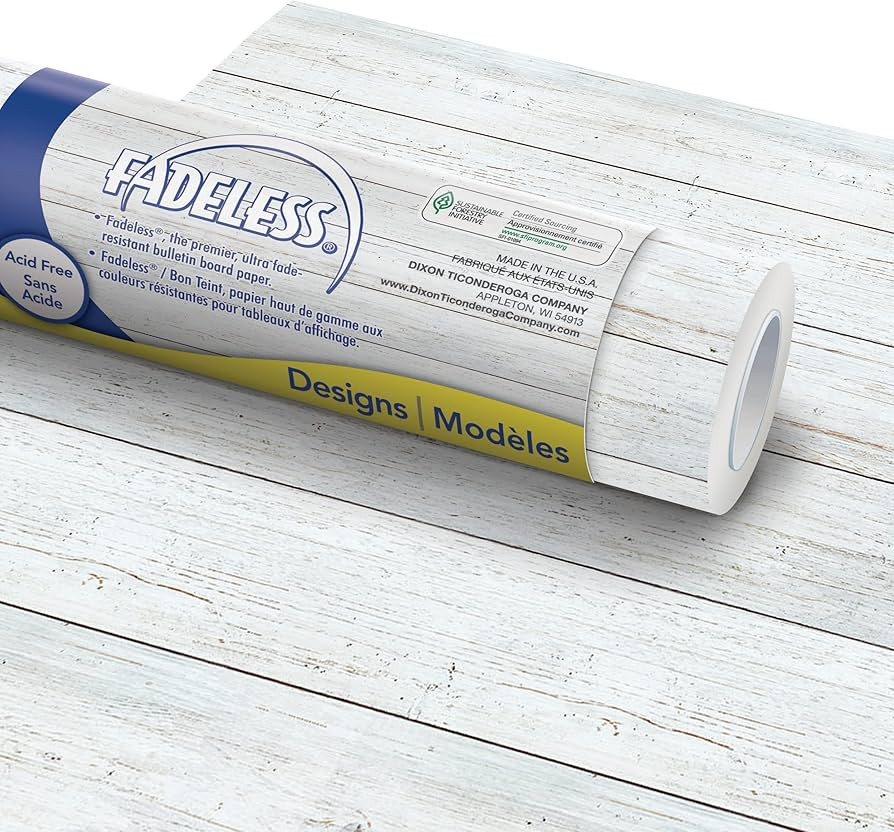Fadeless Bulletin Board Paper, Fade-Resistant Paper for Classroom Decor, 48” x 50’, White Shi... | Amazon (US)