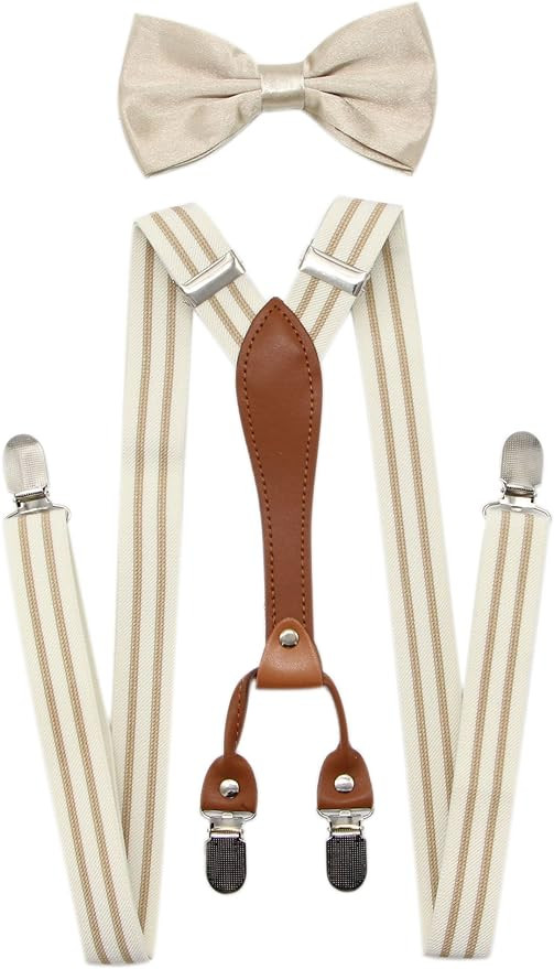 Amazon.com: JAIFEI Suspenders & Bowtie Set- Men's Elastic X Band Suspenders + Bowtie For Wedding,... | Amazon (US)