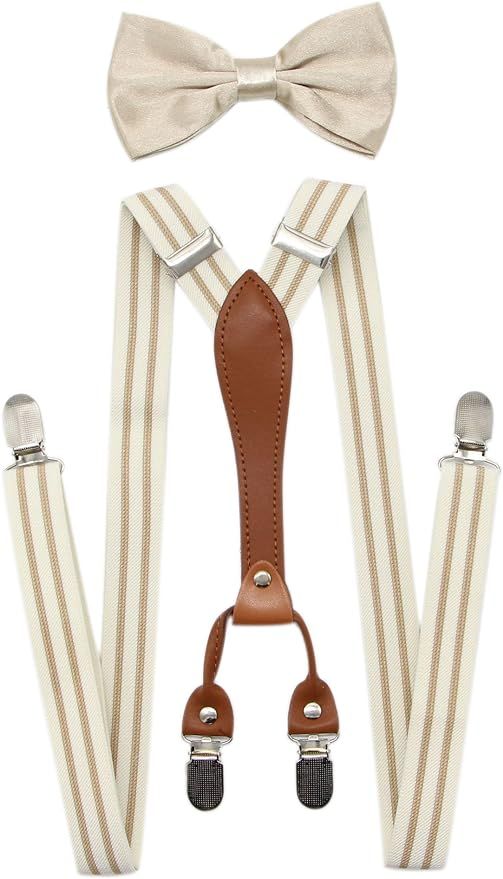 Amazon.com: JAIFEI Suspenders & Bowtie Set- Men's Elastic X Band Suspenders + Bowtie For Wedding,... | Amazon (US)