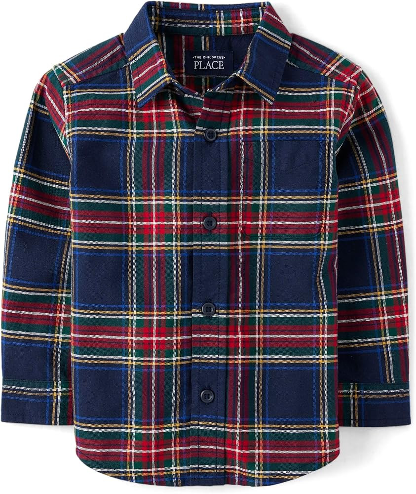 The Children's Place Baby-Boys and Toddler Poplin Long Sleeve Button Down Shirt | Amazon (US)