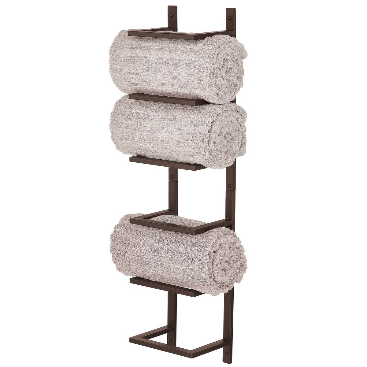 mDesign Metal 5-Tier Wall Mount Towel Rack Holder and Storage Organizer | Target