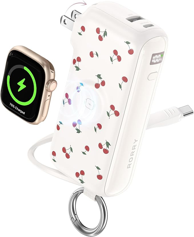 RORRY Flow Portable Charger, 10000mAh 40W Fast Charging Power Bank with Built-in USB C Cable and ... | Amazon (US)