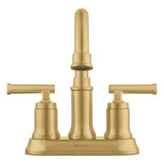 Oswell 4 in. Centerset 2-Handle High-Arc Bathroom Faucet in Brushed Gold | The Home Depot