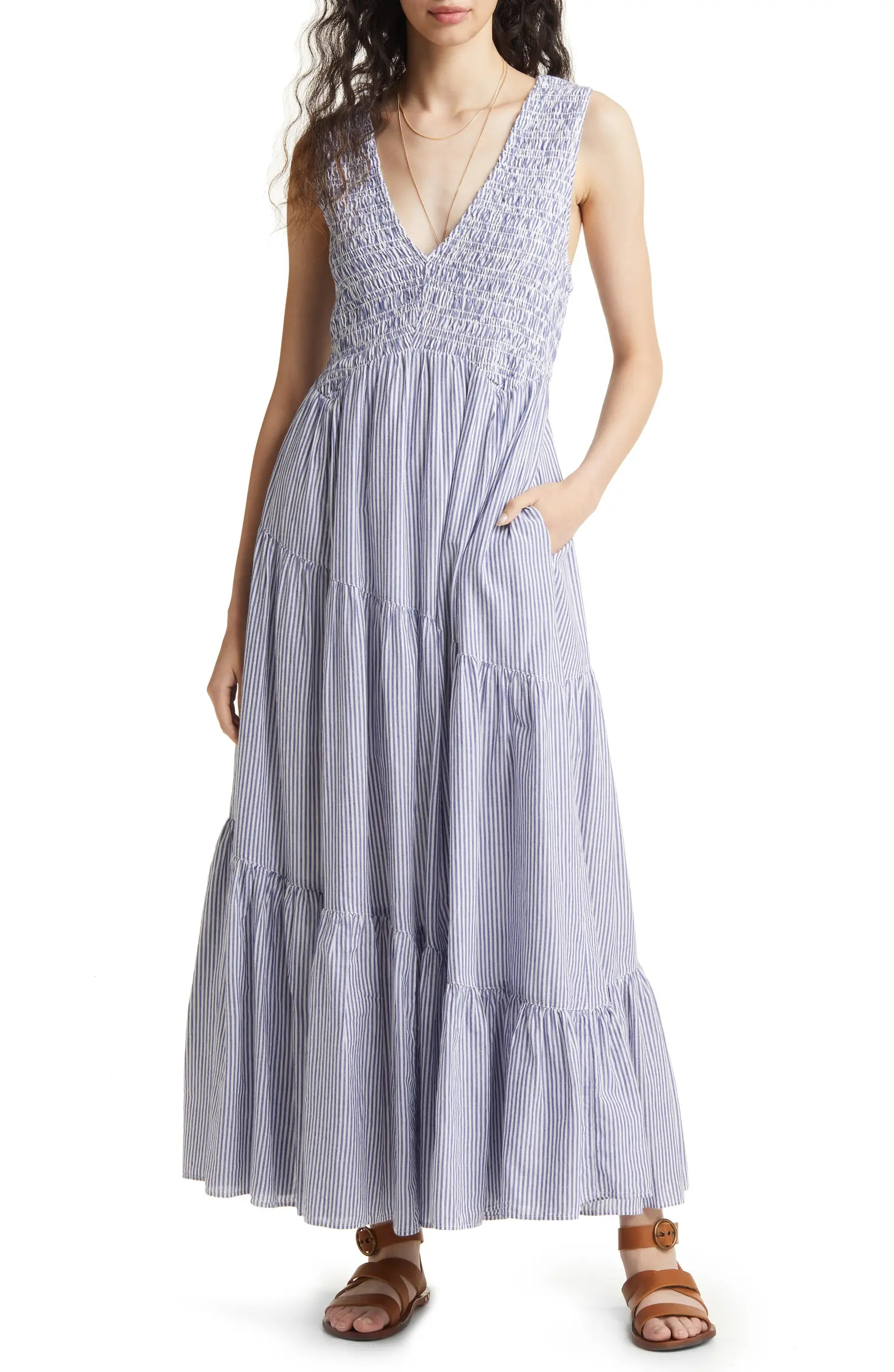 Juno Sleeveless Smocked Tiered Maxi Dress | Nordstrom